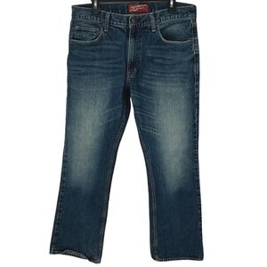 ARIZONA JEANS Mens Boot Cut Denim Distressed Jeans Blue 34 x 30 100‎ Cotton VTG